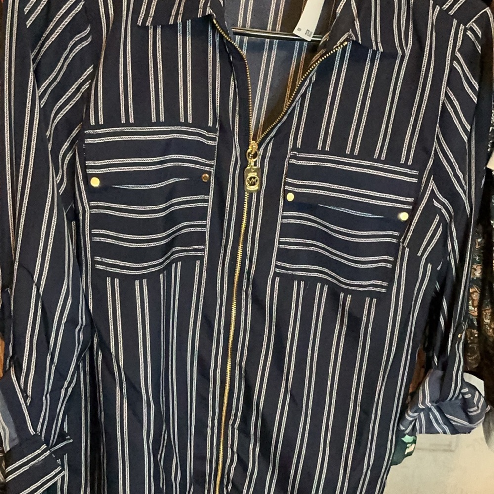 Michael Kors Navy Striped Blouse